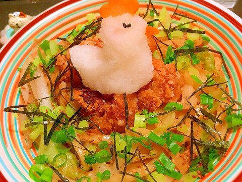 市販の唐揚げdeまるごと大根のおろし焼うどん